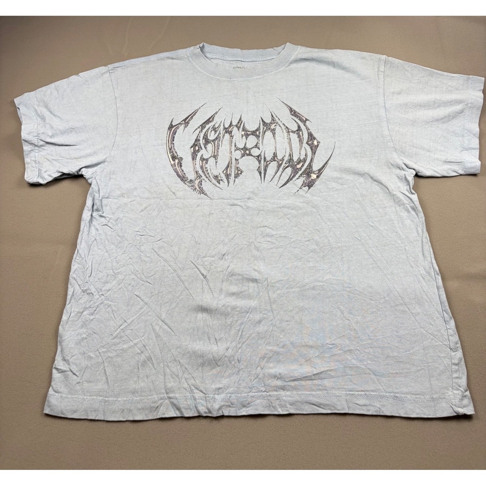 Vitriol Mens Graphic Tee Light Blue Metal Logo Cherry Short Sleeve Shirt Size M